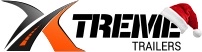 Xtreme Trailers logo with a stylized orange and black X and the word XTREME in bold black letters, with a Santa hat on the letter E, celebrating the holiday season.