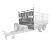 A Premium 10x7 Galvanized Flat Top Trailer with 4500KGS ATM (Pre-order) is shown, featuring a cage-style gate and dual rear wheels. The front section—including the tow hitch and spare tire—is partially transparent to highlight the trailer gate.