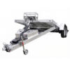 Premium Hydraulic Tipper Car Trailer 4200kg ATM 16.4×6.6FT (5x2M) deck size, featuring a durable aluminum build, two wheels, hydraulic lift mechanism, integrated storage compartments, and a hitch with a front support wheel—shown against a white background.