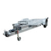 A Premium Hydraulic Tipper Car Trailer with a 4200kg ATM, measuring 16.4x6.6 feet (5x2 meters) and featuring a punched metal floor, isolated on a white background.