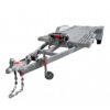 A Premium Dual Axle Car Trailer with a 4200kg ATM and a 16.4×6.6FT (5x2M) deck featuring a punched floor, equipped with a winch, tow hitch, safety chains, dual axle support at the front, perforated loading ramps, and rear wheel fenders.