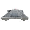 Premium Dual Axle Car Trailer 4200kg ATM 16.4×6.6FT (5x2M) Deck Size - Punched Floor shown from the rear, featuring a punched surface for traction and side rails for secure wheel placement.